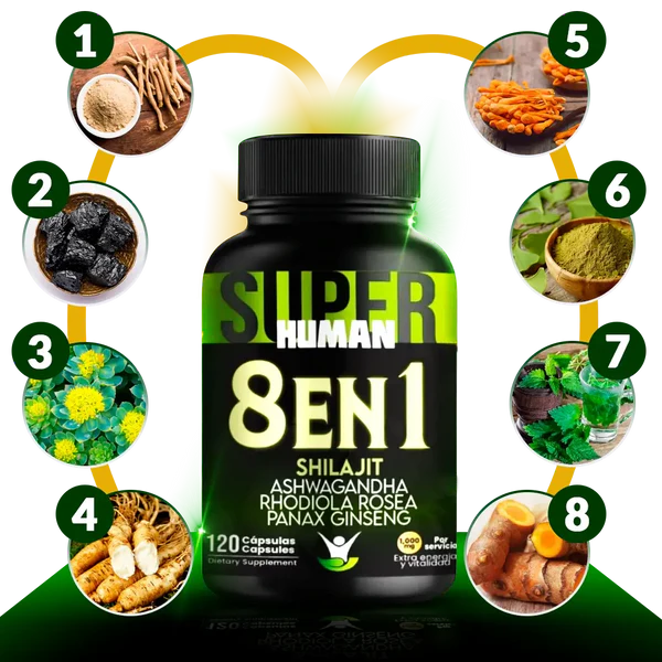 8 en 1 Cápsulas - Shilajit Ashwagandha y Ginseng - OFERTA 2X1